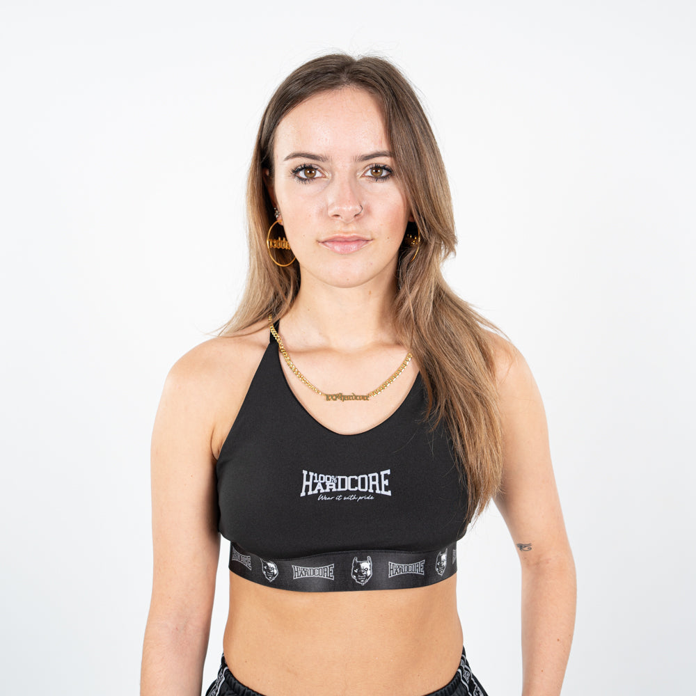 100% HARDCORE DAMES SPORT TOP TAPING ZWART