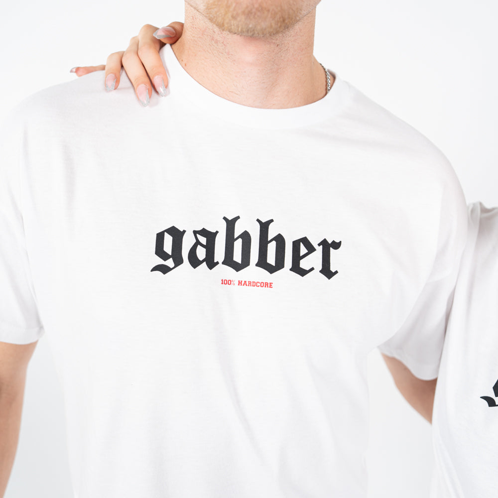 100% HARDCORE T-SHIRT GABBER GROOT WIT