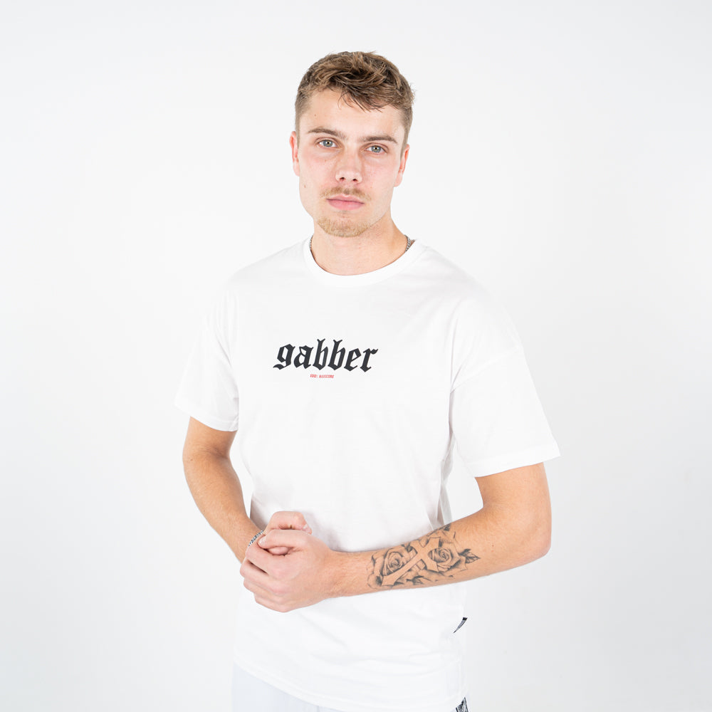 100% HARDCORE T-SHIRT GABBER GROOT WIT