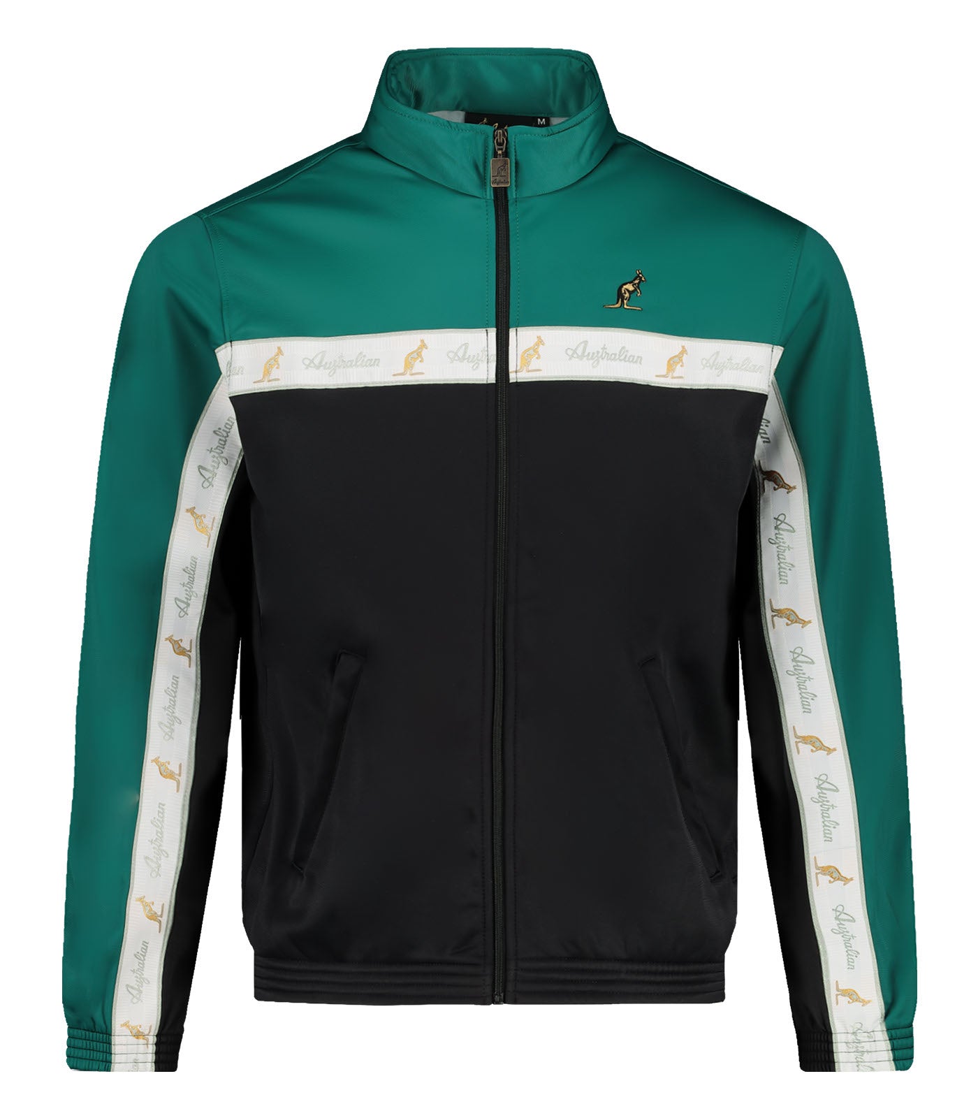 [AUS] DUO JACKET ACETATE MET WITTE BIES - ZWART/EVERGLADE