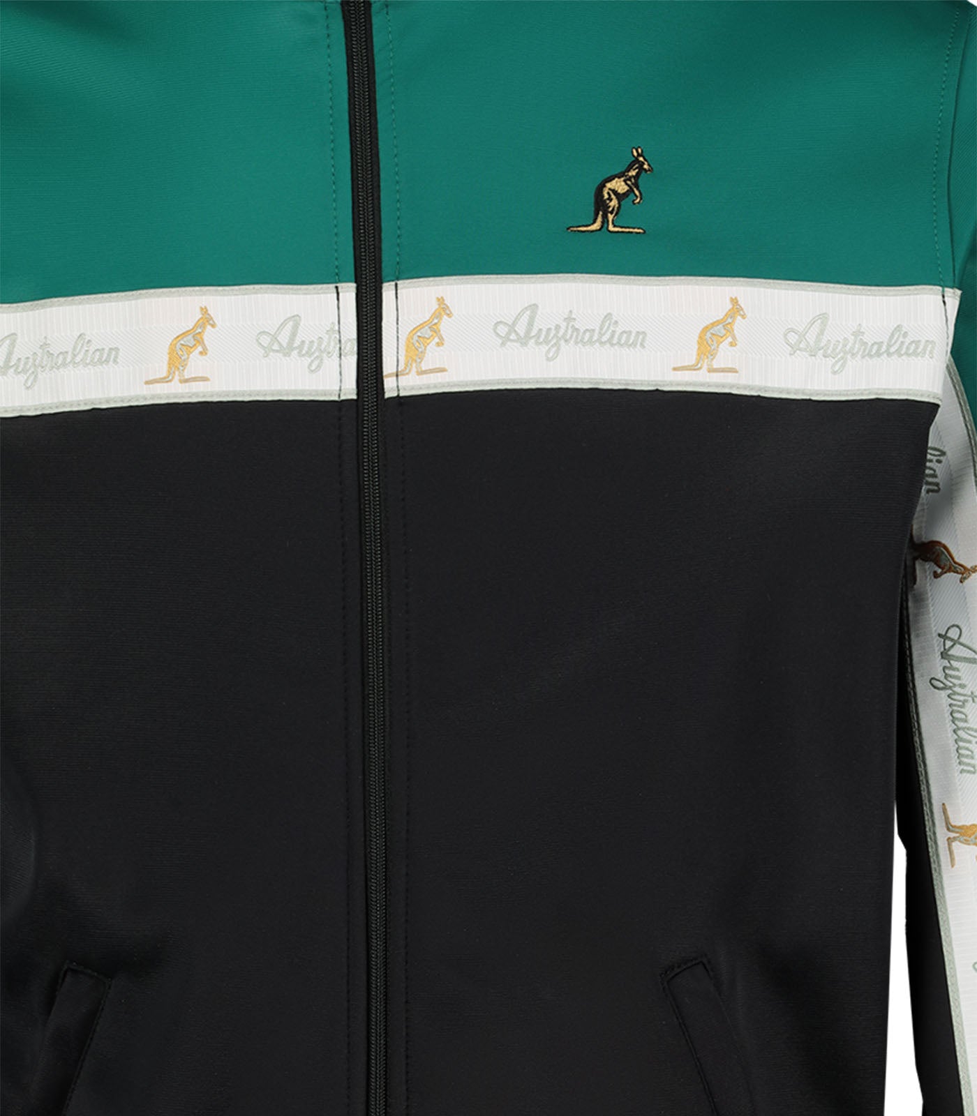[AUS] DUO JACKET ACETATE MET WITTE BIES - ZWART/EVERGLADE