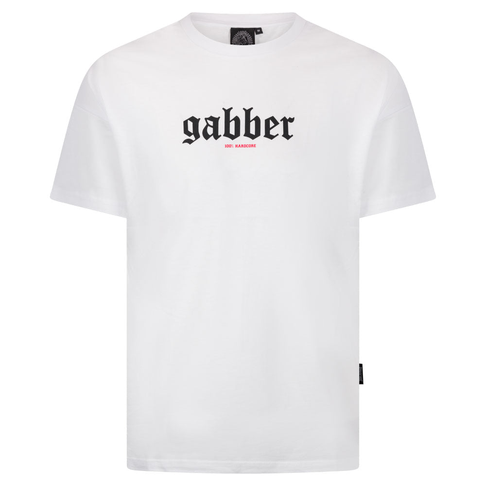 100% HARDCORE T-SHIRT GABBER GROOT WIT