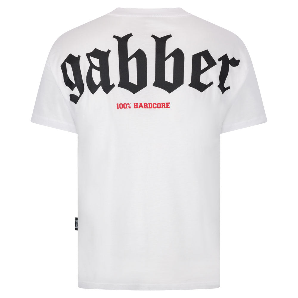 100% HARDCORE T-SHIRT GABBER GROOT WIT