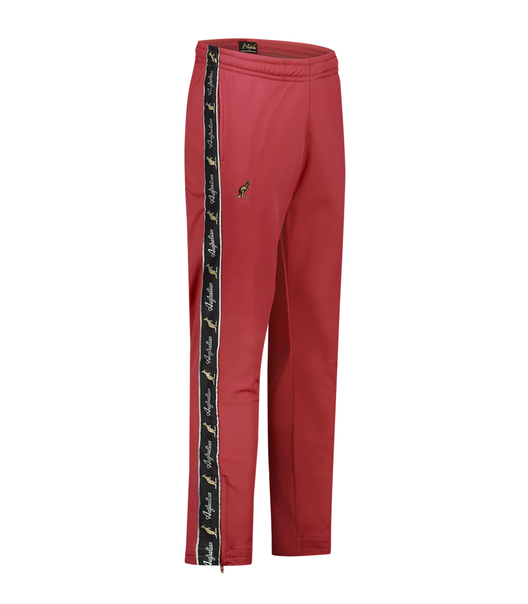 [AUS] SLIM FIT BROEK ACETATE MET ZWARTE BIES - BORDEAUX