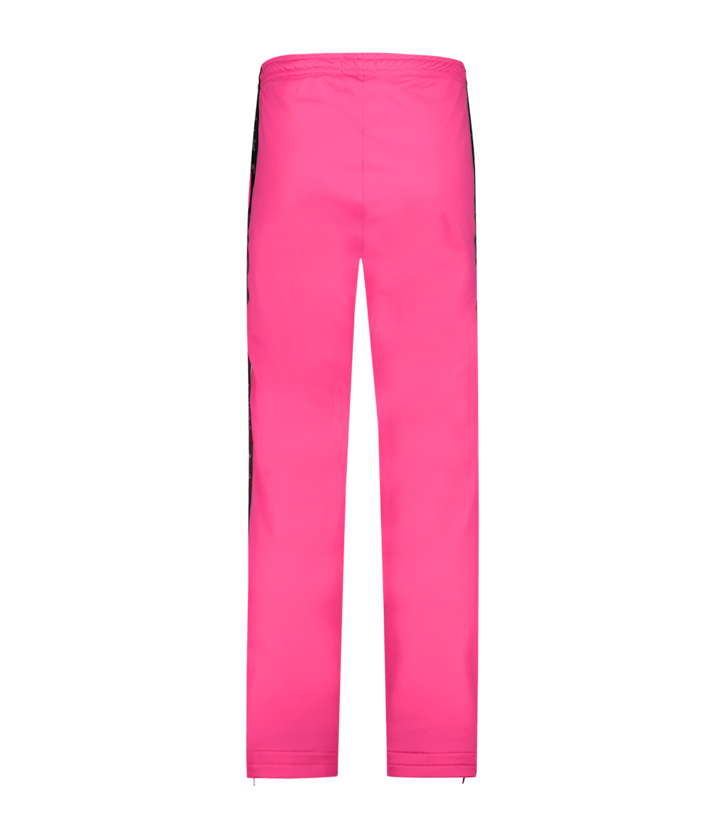 [AUS] SLIM FIT BROEK ACETATE MET ZWARTE BIES - FUXIA ROZE
