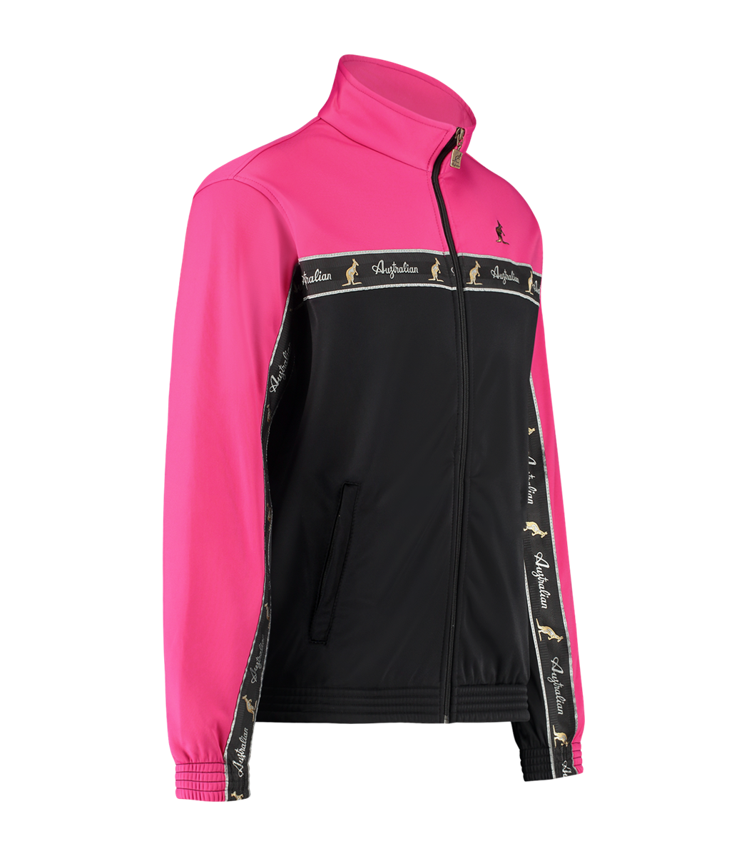 [AUS] DUO JACKET ACETATE MET ZWARTE BIES - ZWART/ FUXIA ROZE