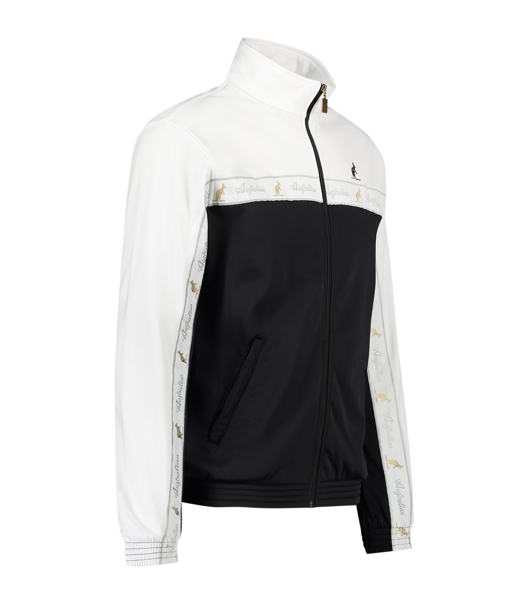 [AUS] DUO JACKET ACETATE MET WITTE BIES - ZWART/WIT