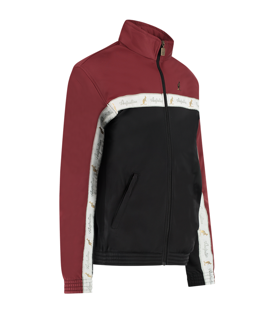 [AUS] DUO JACKET ACETATE MET WITTE BIES - ZWART/BORDEAUX
