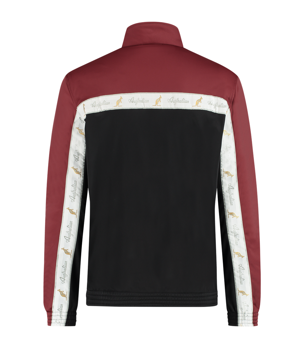 [AUS] DUO JACKET ACETATE MET WITTE BIES - ZWART/BORDEAUX