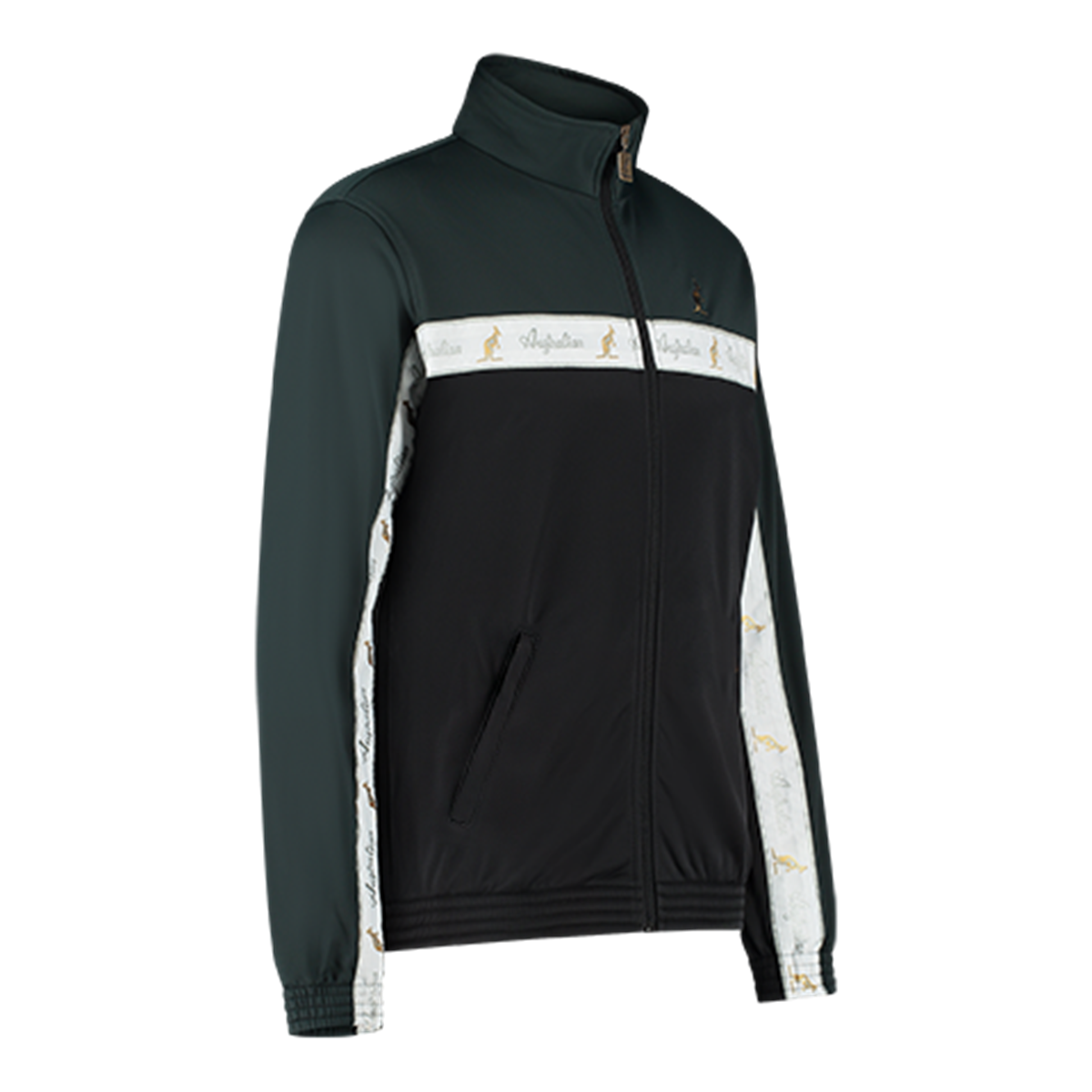 [AUS] DUO JACKET ACETATE MET WITTE BIES - ZWART/WOODS GREEN