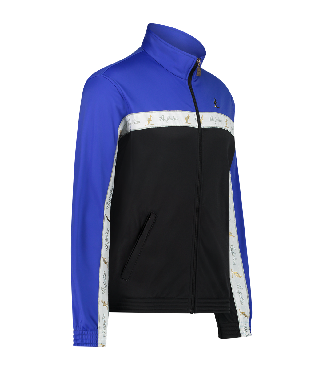 [AUS] DUO JACKET ACETATE MET WITTE BIES - ZWART/CORNFLOWER