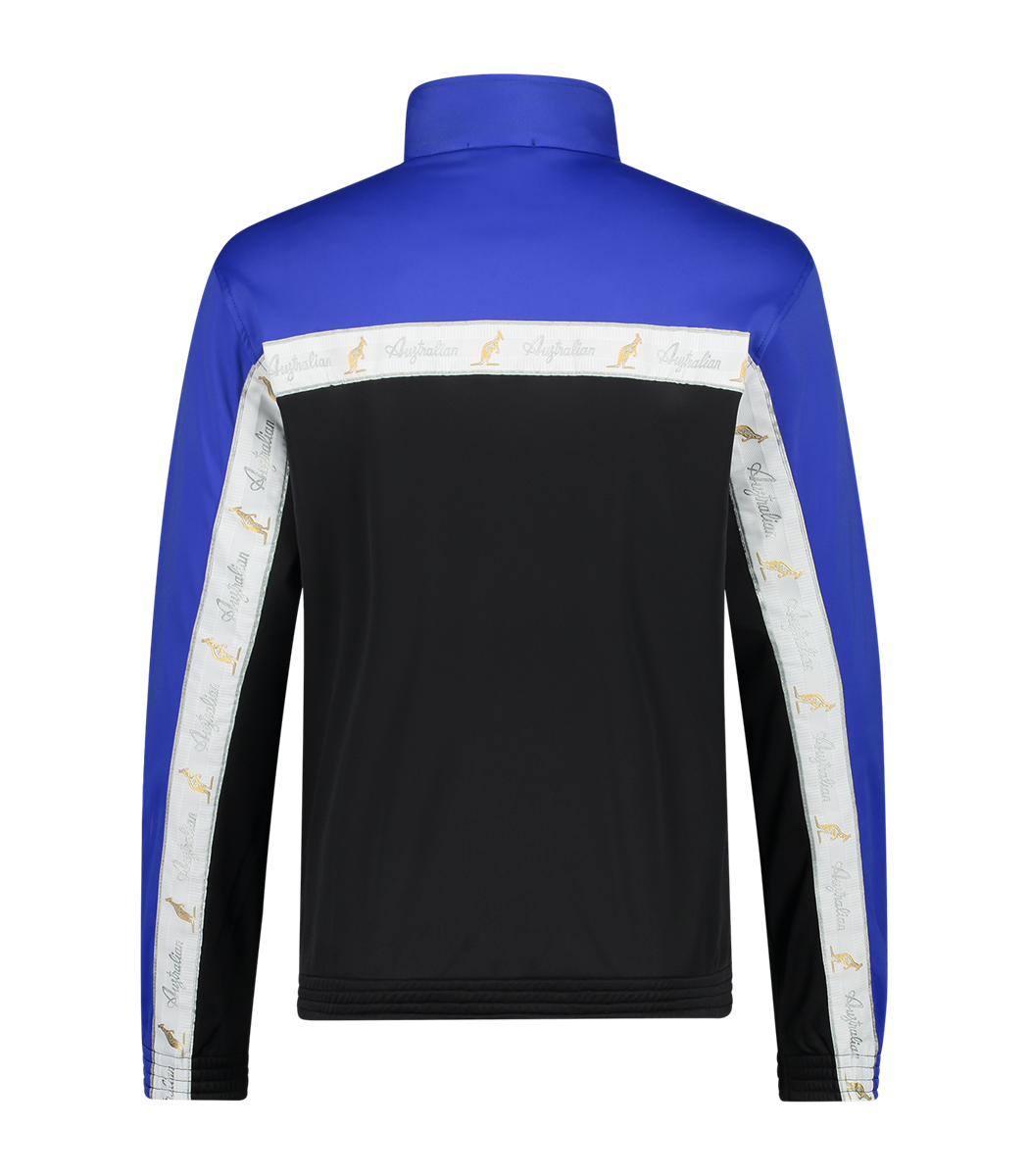 [AUS] DUO JACKET ACETATE MET WITTE BIES - ZWART/CORNFLOWER