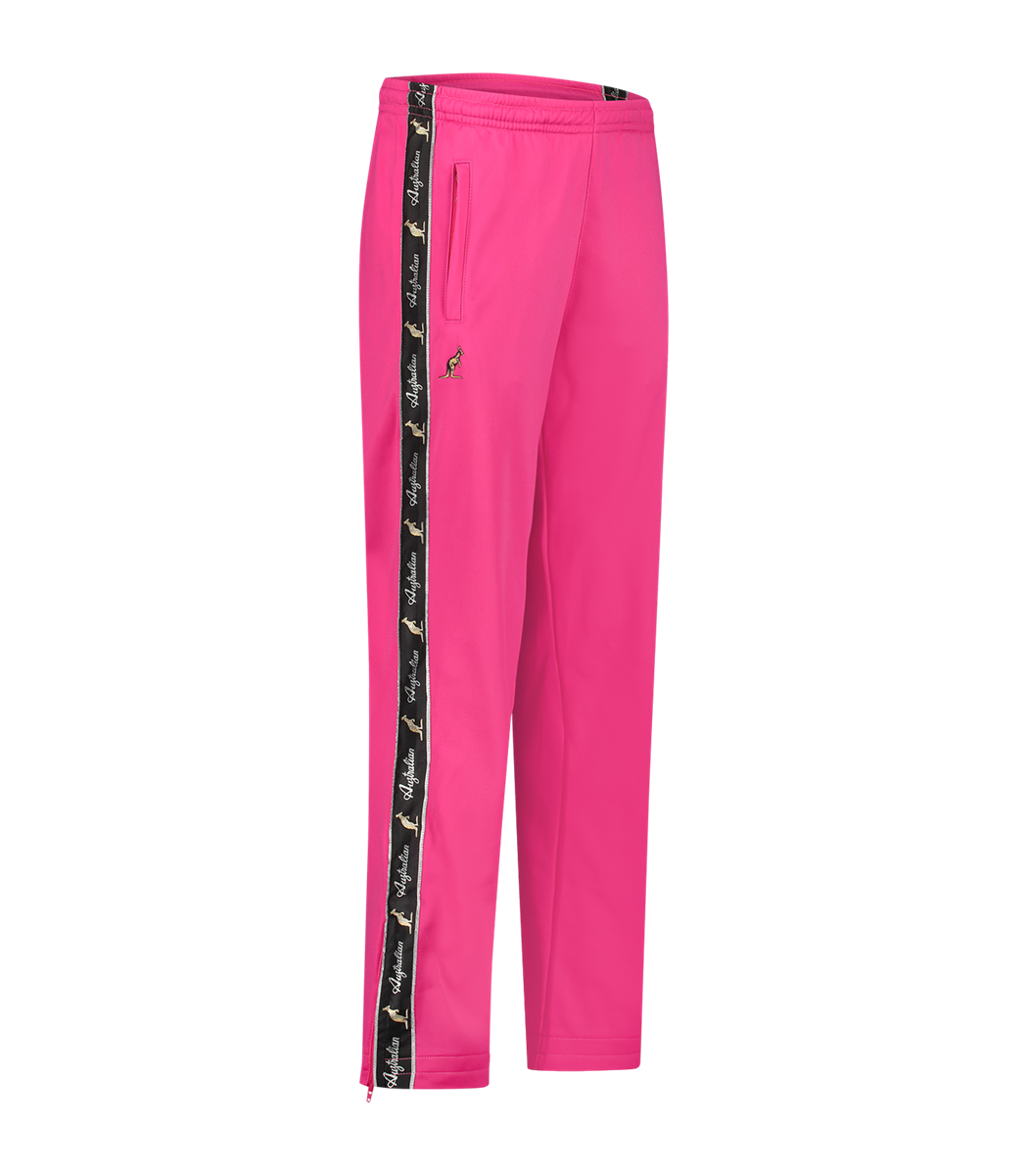 [AUS] BROEK CLASSIC FIT ACETATE MET ZWARTE BIES - FUXIA ROZE