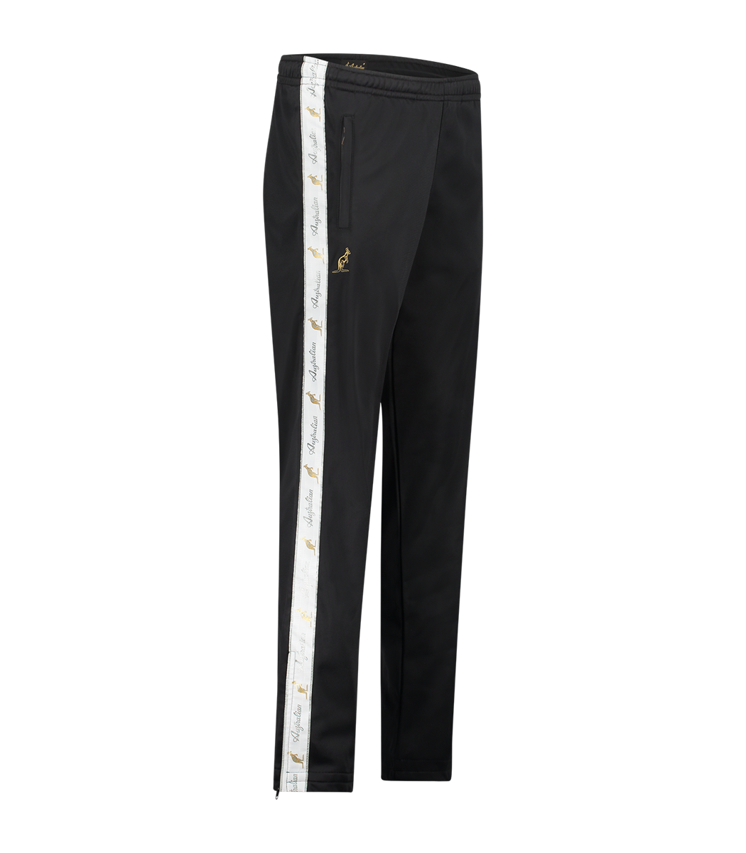 [AUS] BROEK CLASSIC FIT ACETATE MET WITTE BIES - ZWART