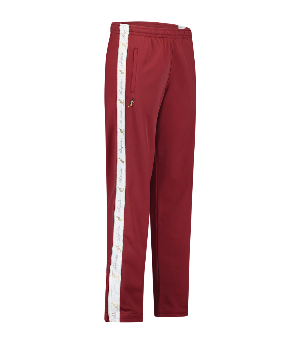 [AUS] BROEK CLASSIC FIT ACETATE MET WITTE BIES - BORDEAUX