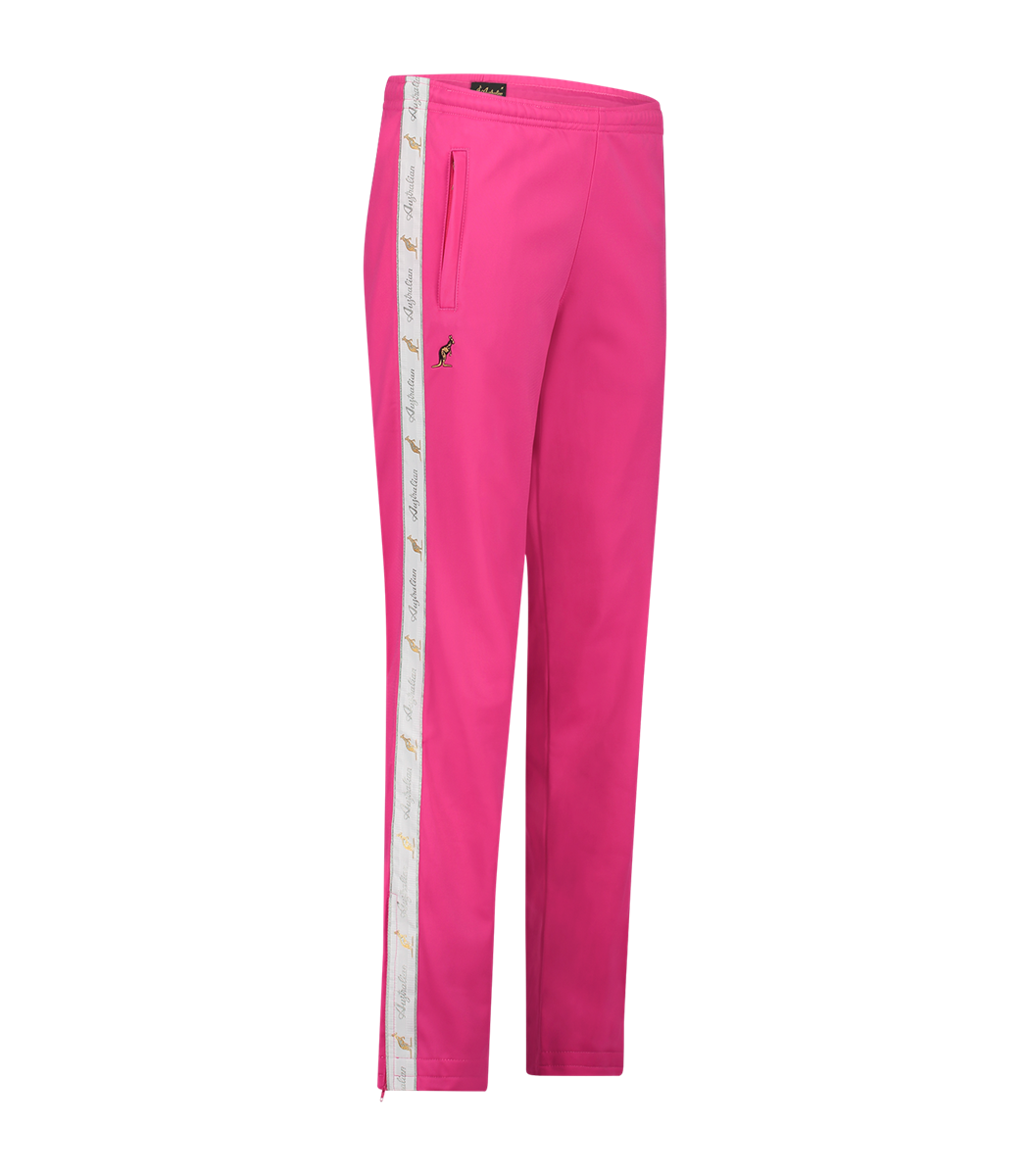 [AUS] BROEK CLASSIC FIT ACETATE MET WITTE BIES - FUXIA ROZE