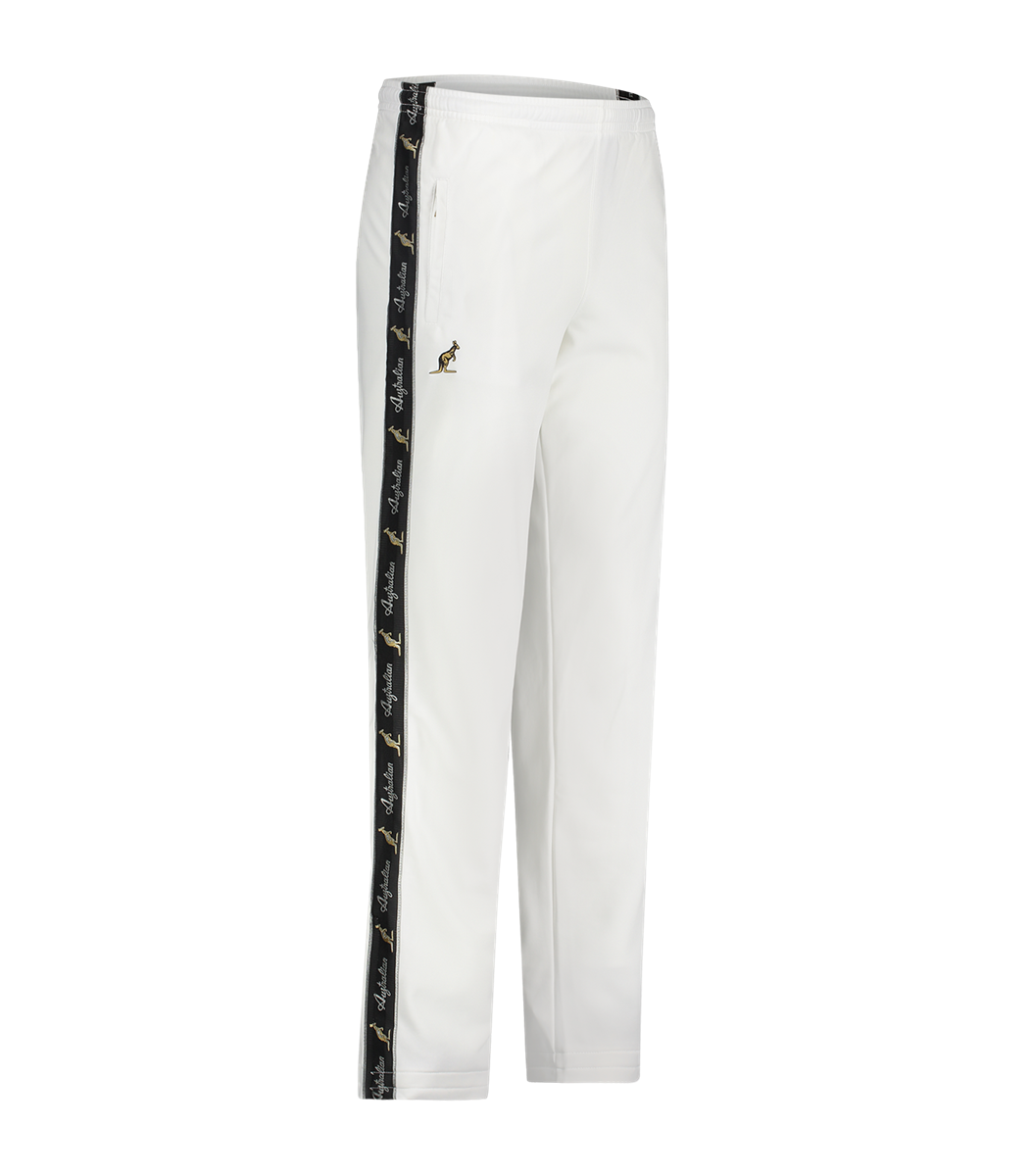 [AUS] BROEK CLASSIC FIT ACETATE MET ZWARTE BIES - WIT