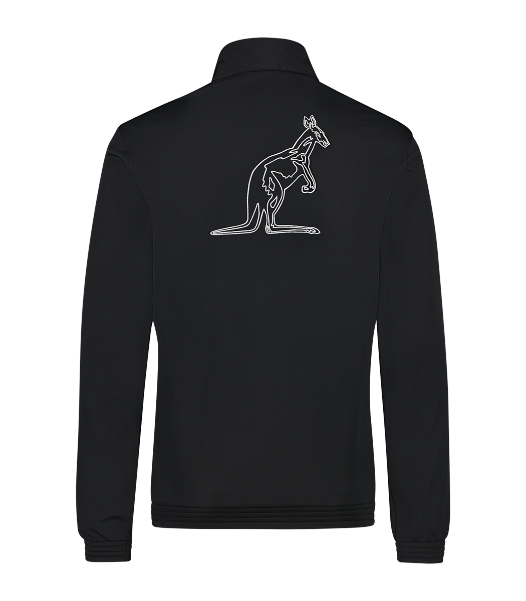 [AUS] SLIM FIT JACKET ACETATE GROOT LOGO EN WITTE BIES - ZWART