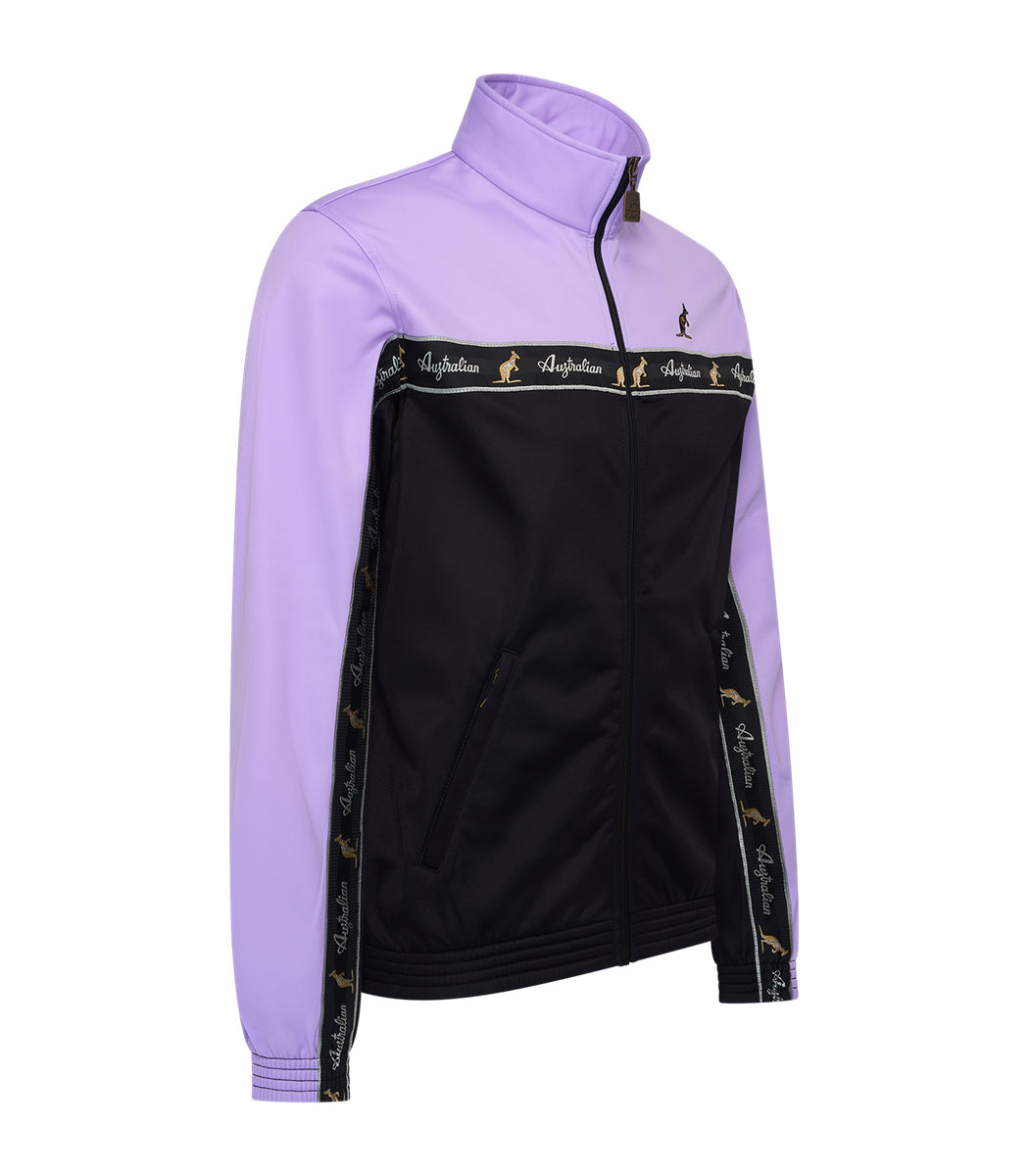 AUSTRALIAN DUO JACKET ACETATE MET ZWARTE BIES - ZWART/ LAVENDEL
