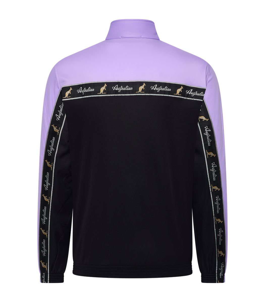 AUSTRALIAN DUO JACKET ACETATE MET ZWARTE BIES - ZWART/ LAVENDEL