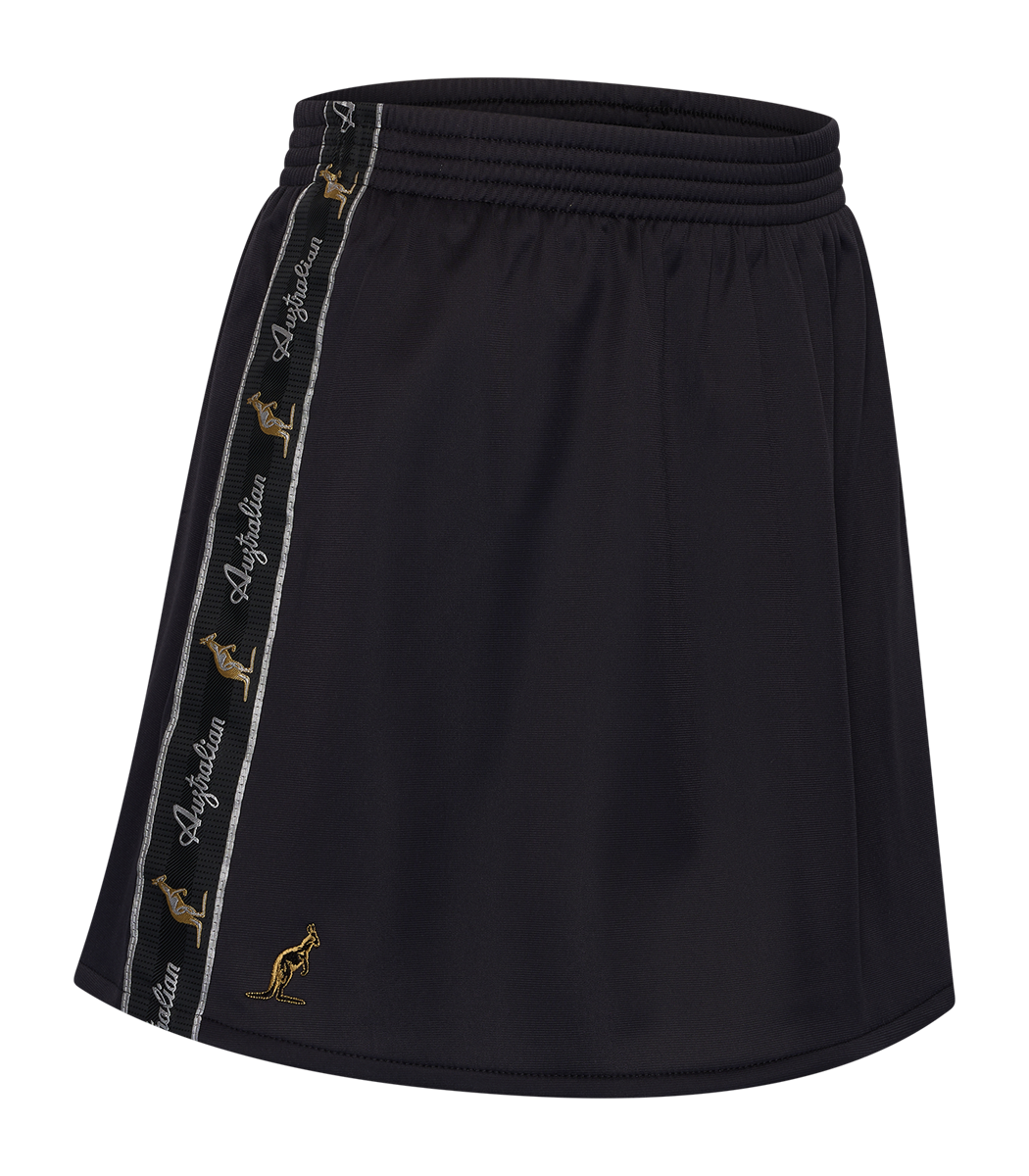 [AUS] DAMES ROKJE ACETATE MET ZWARTE BIES - ZWART