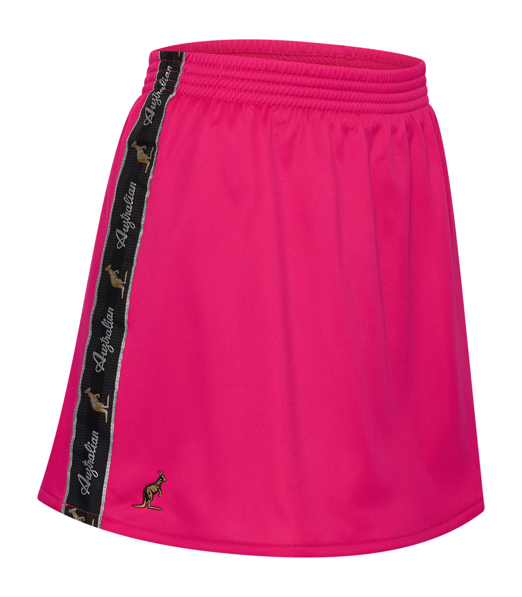 [AUS] DAMES ROKJE ACETATE MET ZWARTE BIES - ROZE