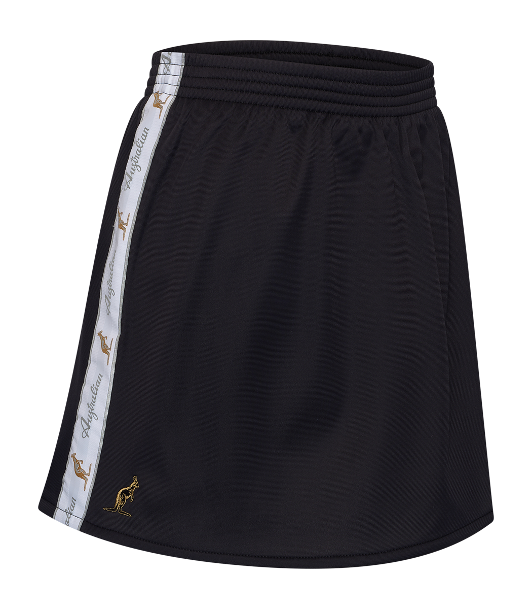 [AUS] DAMES ROKJE ACETATE MET WITTE BIES - ZWART