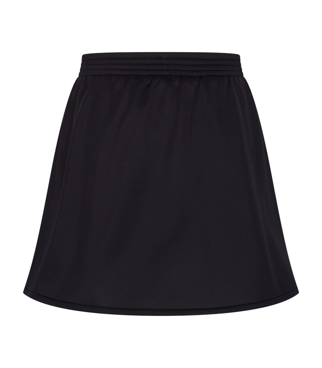 [AUS] DAMES ROKJE ACETATE MET WITTE BIES - ZWART