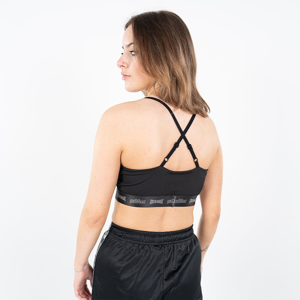 GABBER DAMES SPORT TOP TAPING ZWART