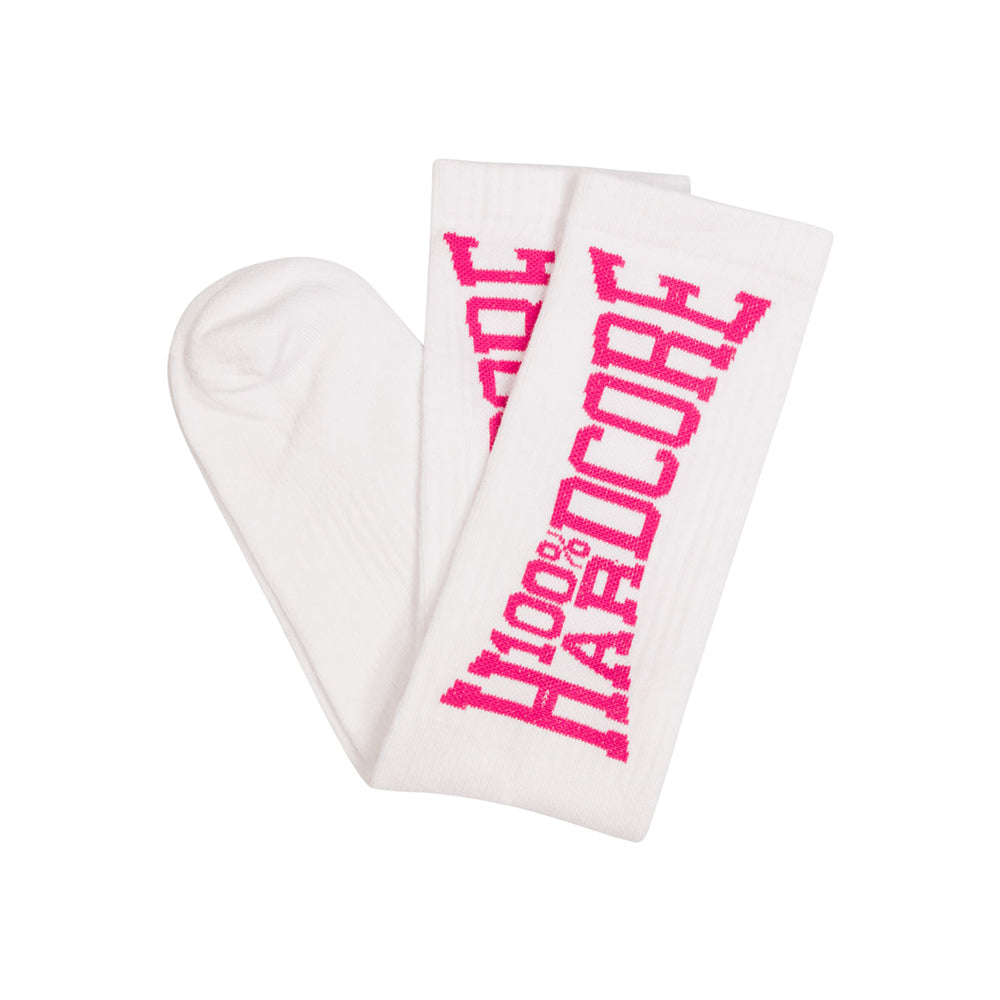 100% HARDCORE SPORTSOKKEN WIT/ROZE
