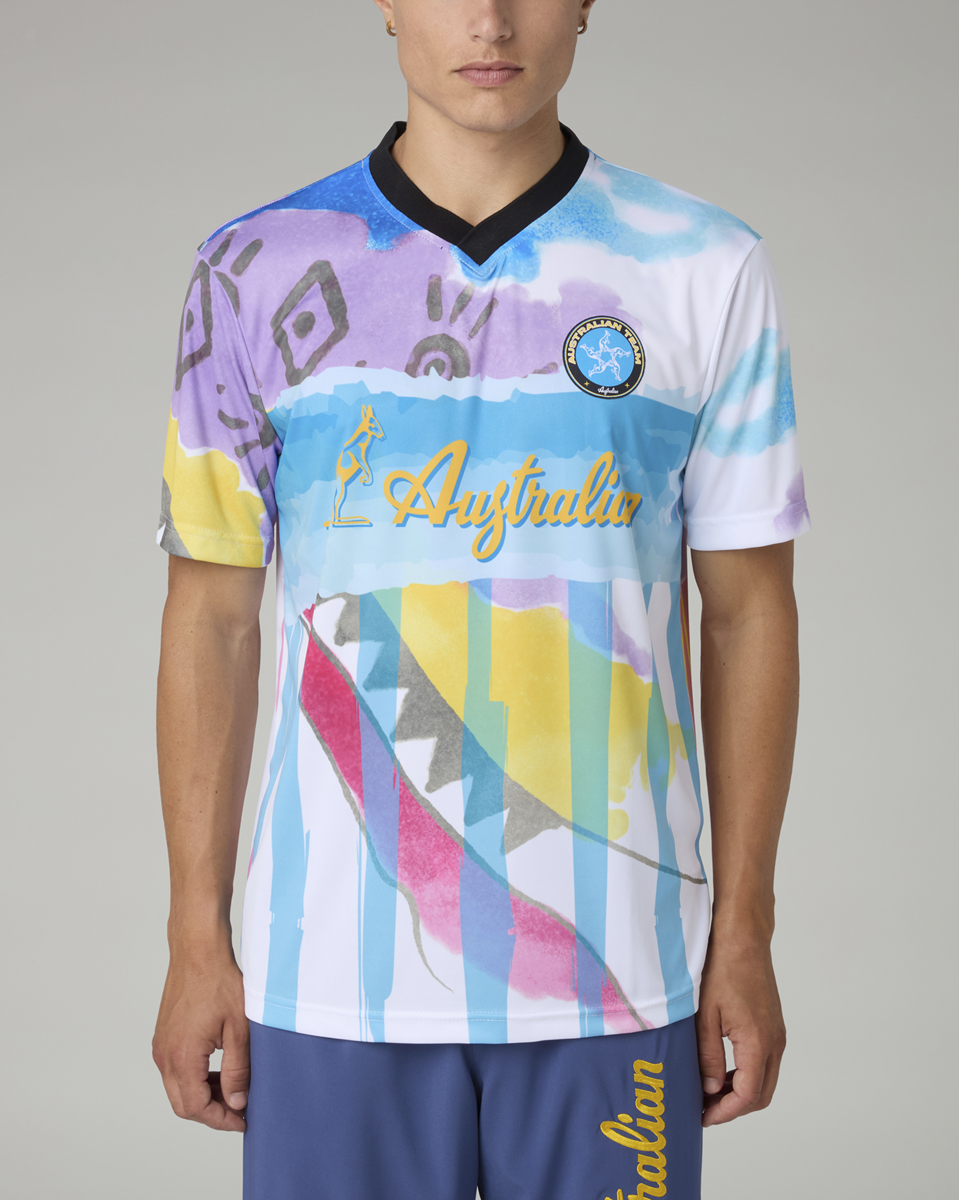 [AUS] NATIVE ALL PRINT SOCCER T-SHIRT - WIT / MULTICOLOR
