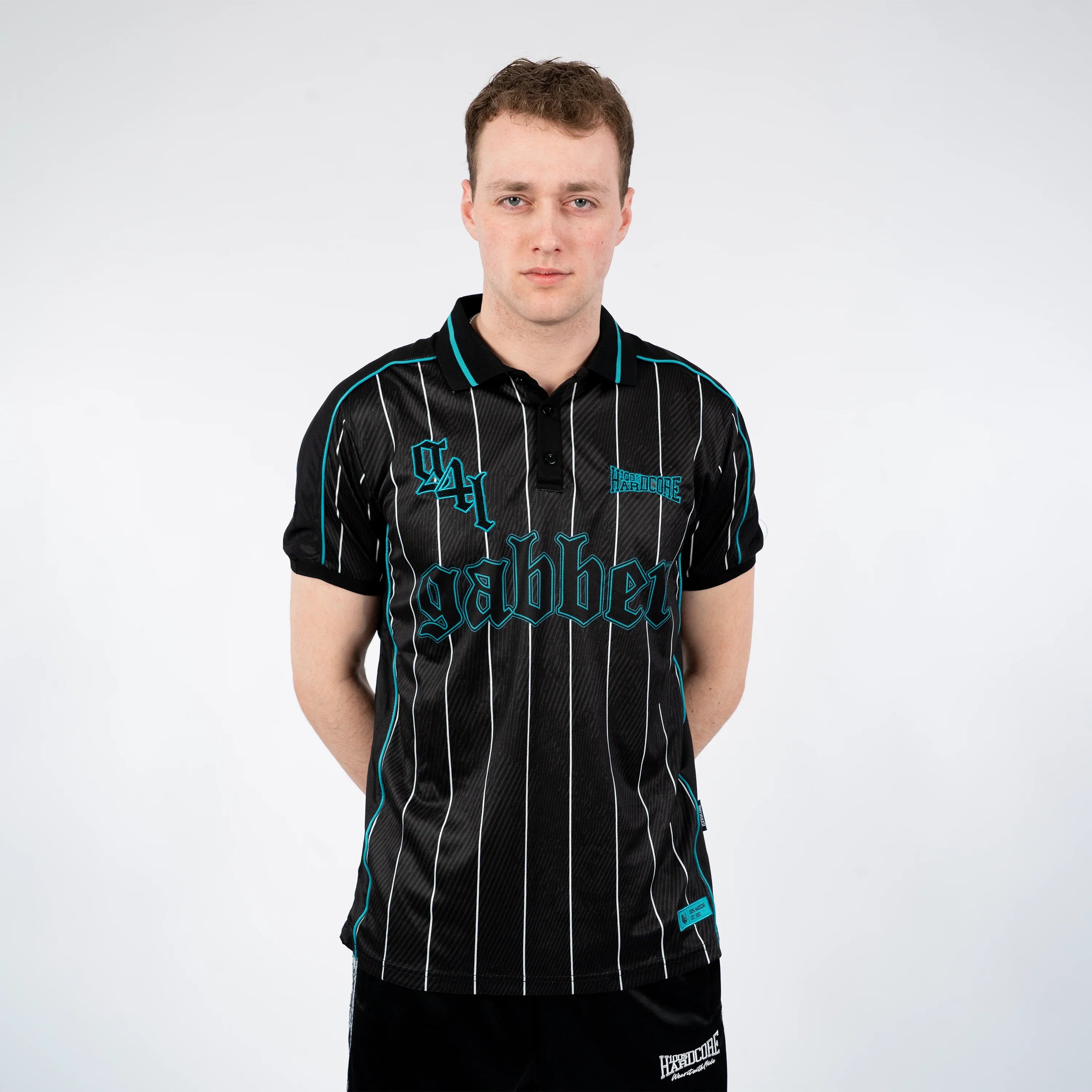 GABBER VOETBALSHIRT STRIPED TURQUOISE