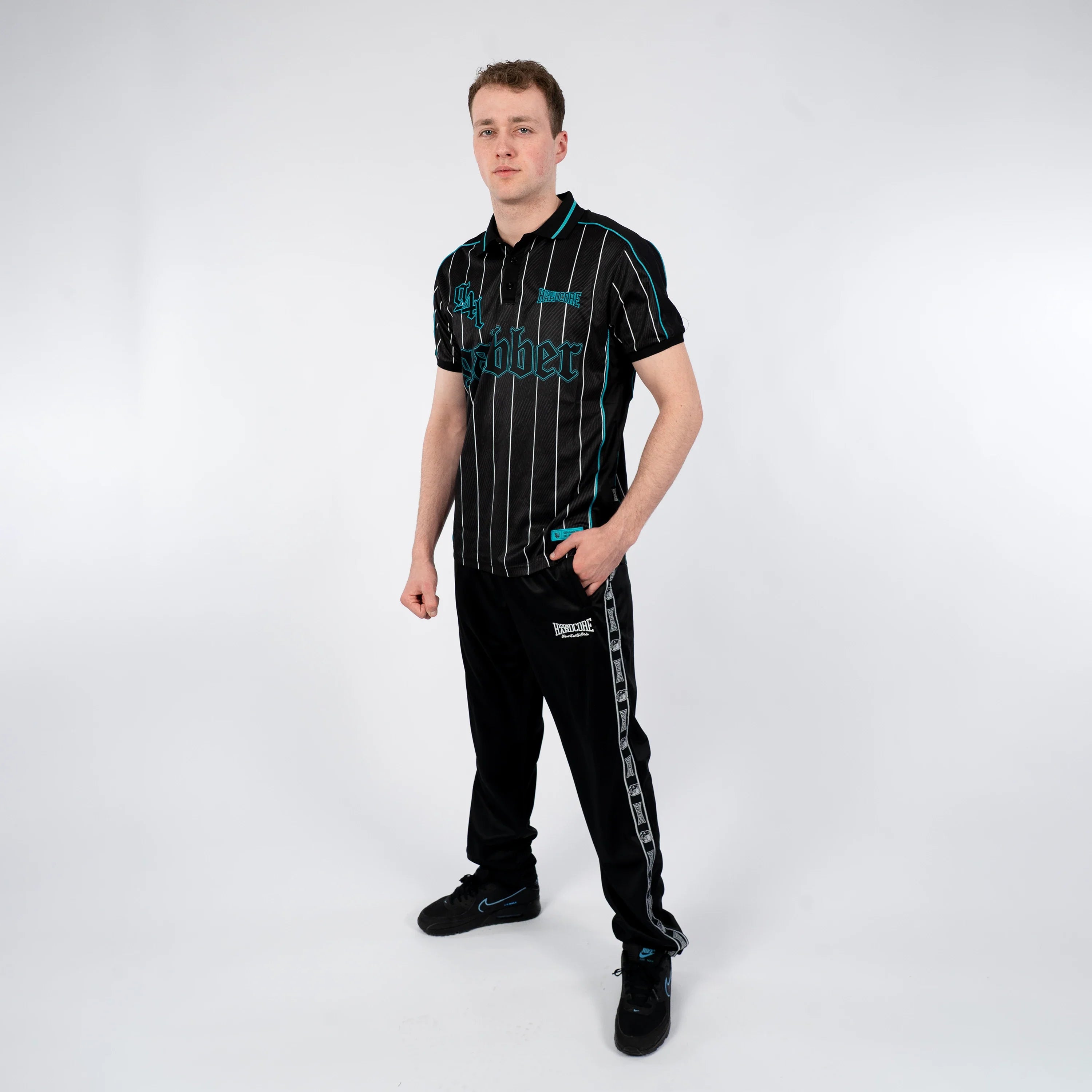 GABBER VOETBALSHIRT STRIPED TURQUOISE